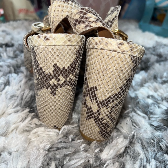 Michael Kors Leather Snake Embossed Platform Heeled Sandals - Picture 9 of 11